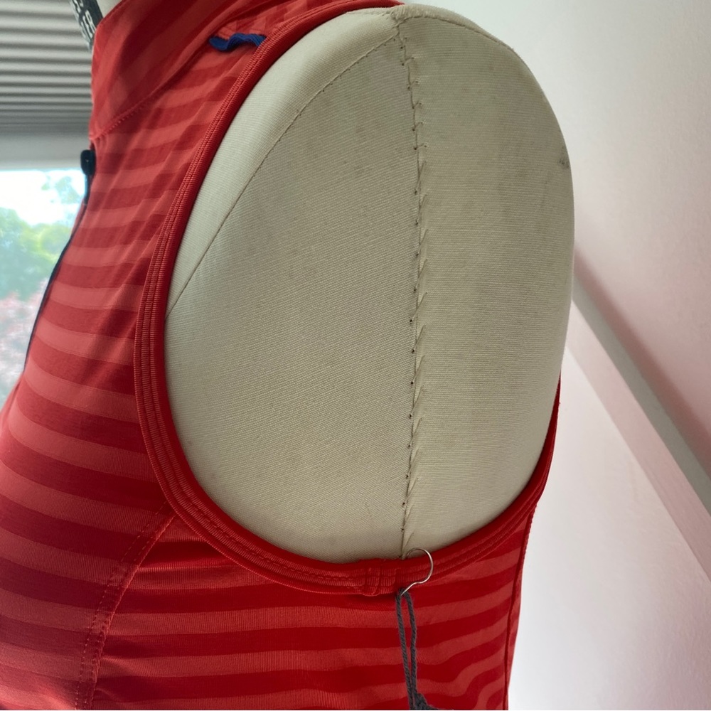 Lija NWT Red Orange Stripe Sleeveless Polo S | Tenniscore Golf Top | Preppy - Picture 6 of 13